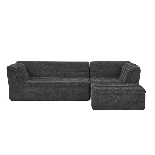 Black Chenille L-Shaped Sectional Sofa with Chaise, 106