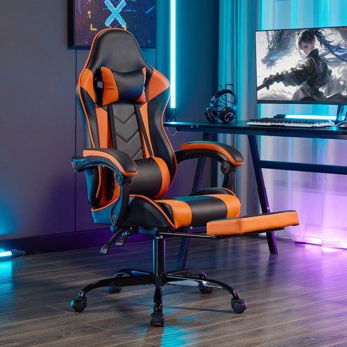 Ergonomic Gaming Chair with Footrest Headrest Lumbar Support
