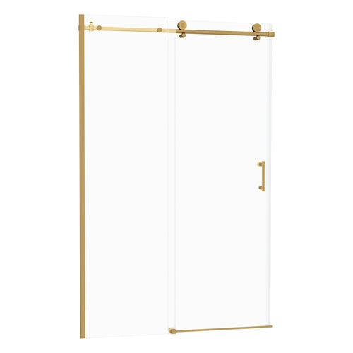 Modern Single-Slide Shower Door 48"W x 76"H Tempered Glass Gold