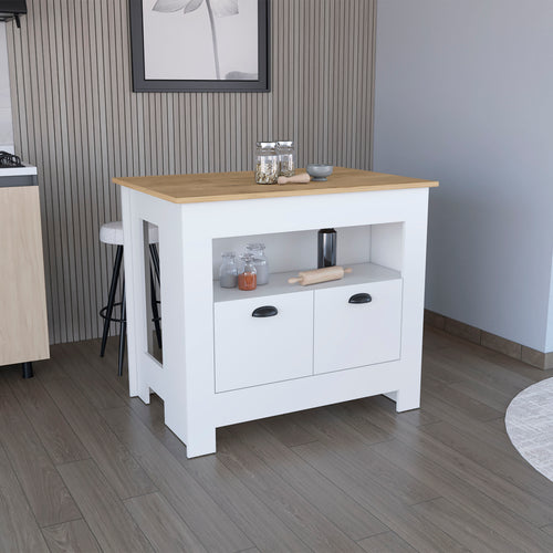 Arlet Kitchen Island Two Door Cabinet Shelf
