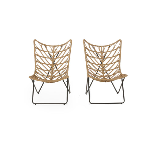 Boho Modern Wicker Rattan Accent Chair Light Brown 34x36