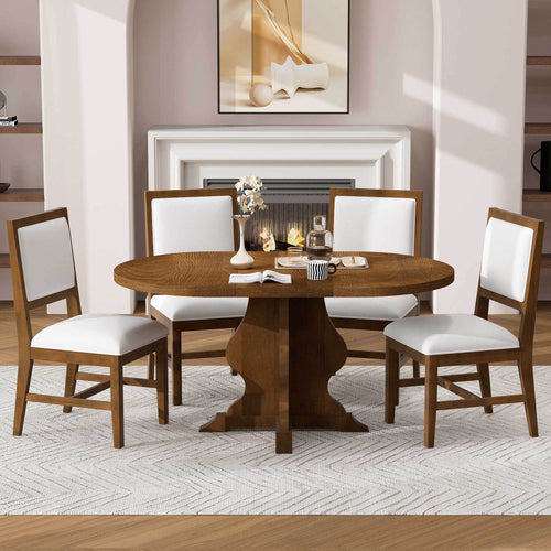 Farmhouse 5-Piece Extendable Dining Table Set with 4 Chairs