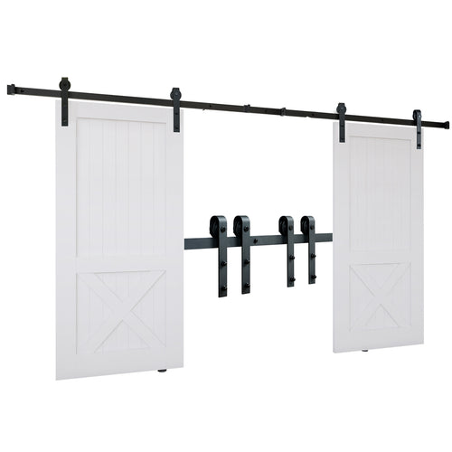 8ft Heavy Duty Barn Door Hardware Kit 330lbs Double Door Track
