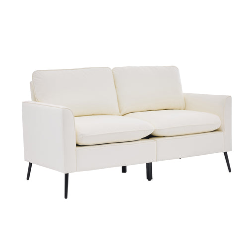 TS Nordic Retro Leather Loveseat Sofa 55.91" Cream White
