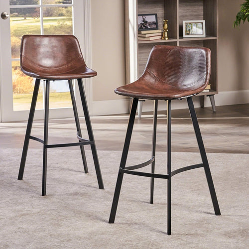 Set of 2 30" Dax Faux Leather Brown Barstools