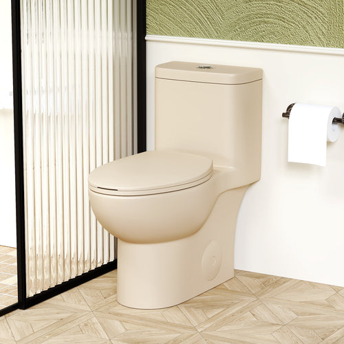 1.1/1.6 GPF Tornado Flush One-Piece Toilet ADA Height 17in, Dual Flush, Khaki