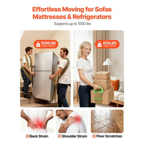 Moving Straps 2-Person Lifting System Furniture Appliances Mattresses