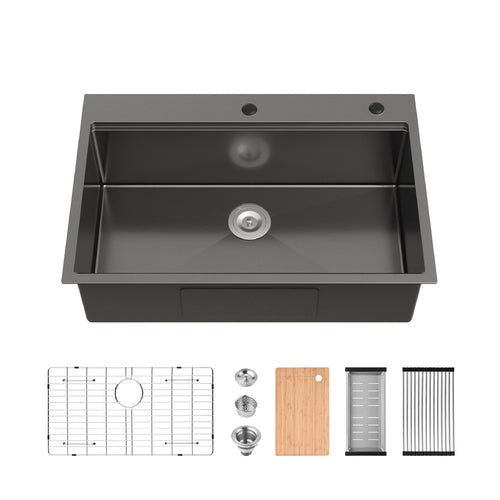 Stainless Steel Single Bowl Overmount Kitchen Sink 33x22