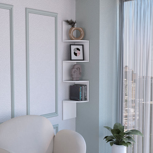 Modern Corner Shelf Full-Wall Design Multiple Shelving