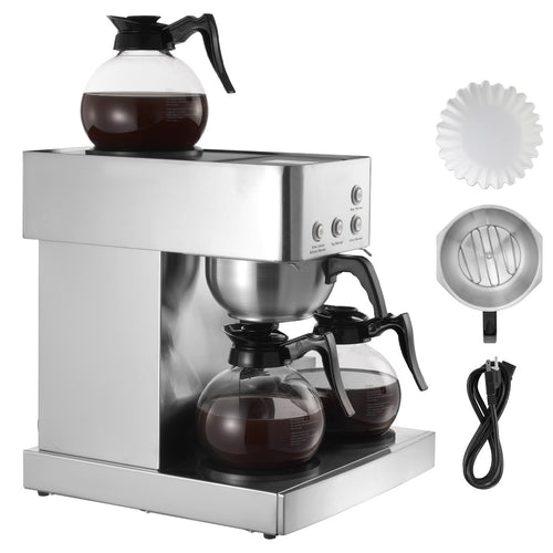 12 Cup Commercial Drip Coffee Maker with 4 Glass Carafes