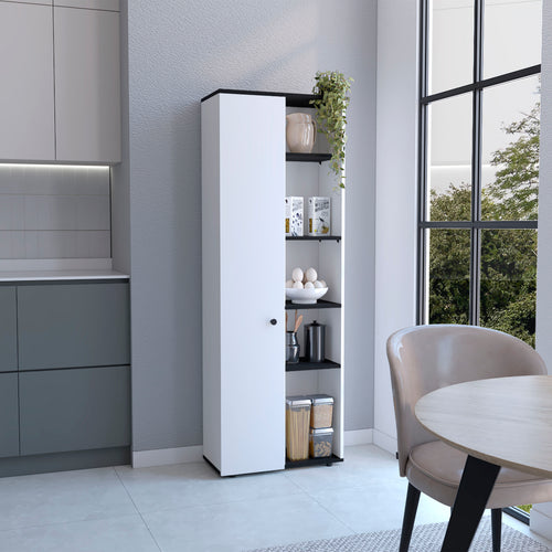 Hoyt Kitchen Pantry Storage Cabinet Five Shelves