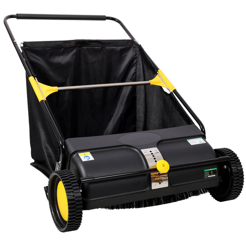 26" Hand Push Lawn Sweeper - 7 cu. ft Grass Leaf Collector