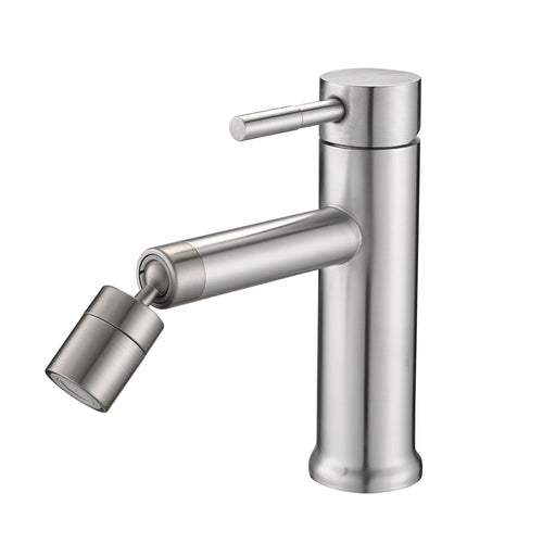Brushed Nickel Bathroom Faucet 360° Rotating Aerator 2 Mode