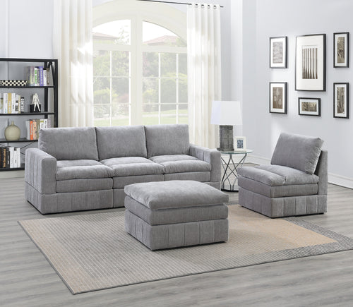 Contemporary 5-Piece Modular Sectional Sofa Set Granite