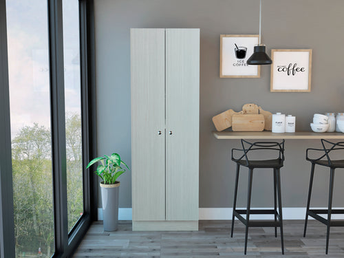 5 Shelf Double Door Pantry Cabinet Pearl