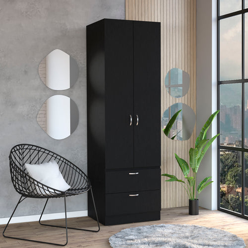 2-Drawer Engineered Wood Dresser Black