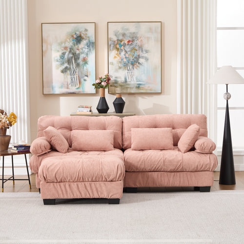 Modular L Shaped Sectional Sofa with Ottoman and Pillows