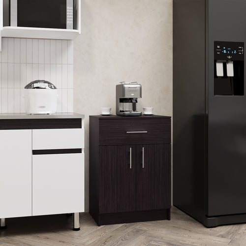 Mayorca Multistorage Pantry Cabinet Black One Drawer Two Shelves