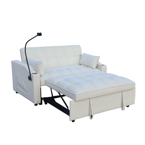 Modern Velvet Loveseat Sofa Bed with Pullout, Reclining Back