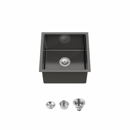 Stainless Steel Undermount Kitchen Sink 18x18 Single Bowl Black