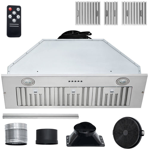 36" 800CFM Stainless Steel Range Hood 3-Speed LED Ducted Ductless