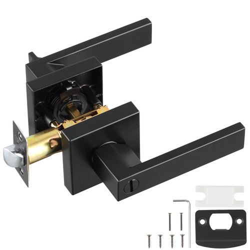 Privacy Matte Black Square Door Lever Interior Handle 10 Pack Reversible