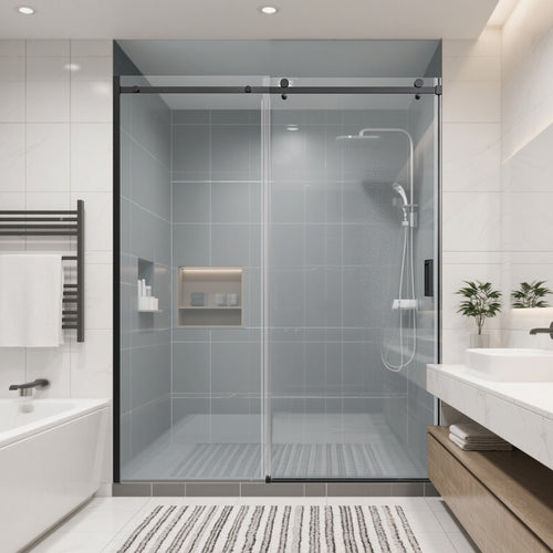 Frameless Single Sliding Shower Door 56-60"W 74"H Tempered Glass