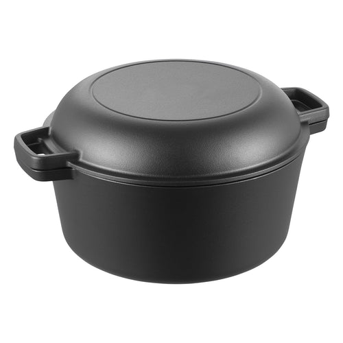 Cast Iron Dutch Oven 5 Qt Pre-Seasoned Double Pot with Lid