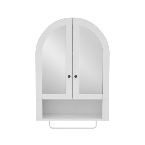 Wall Mounted Arched Cabinet Mirrored Doors Adjustable Shelves