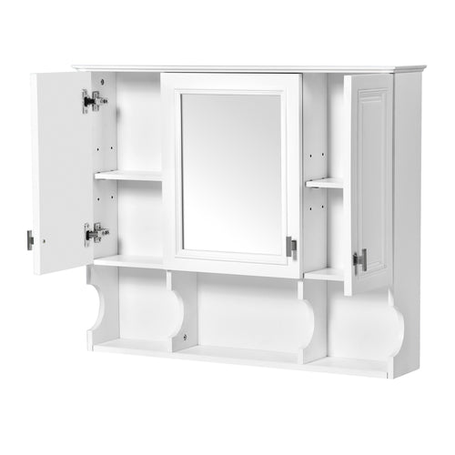 White Wall-Mounted Bathroom Medicine Cabinet Mirror 35x28