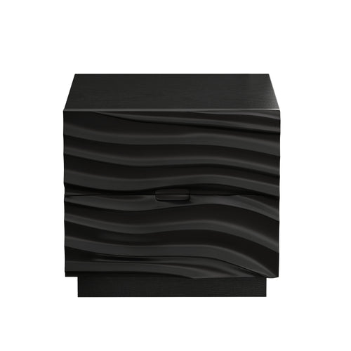 2-Drawer Engineered Wood Nightstand Black