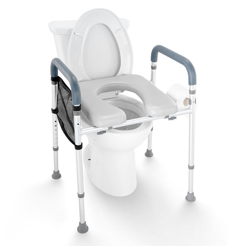 Raised Toilet Seat 19.3"-25.2" Adjustable 350lbs Capacity