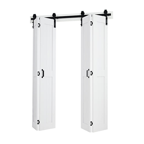 60" x 84" Bifold Barn Door MDF Sliding Closet Doors White