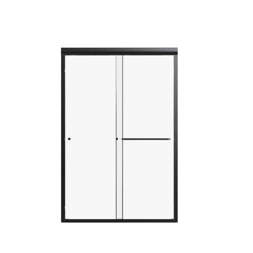 Matte Black Semi-Frameless Double Sliding Shower Door 44-48"W x 72"H