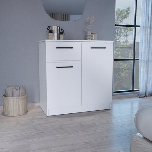 White Idaho Dresser with 2-Door Cabinets and Drawer