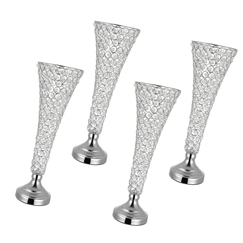 4 Pc Crystal Cylinder Flower Vase 20" Tall Wedding Centerpiece