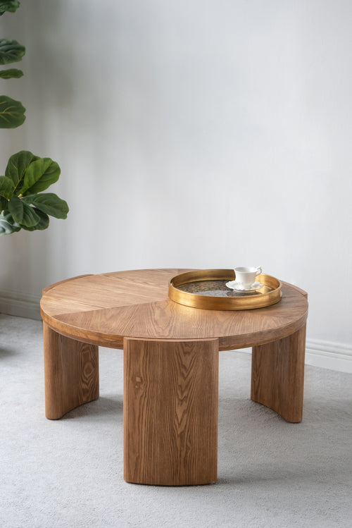 Round Engineered Wood Coffee Table Brown