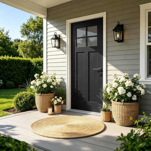 36"x80" Fiberglass Front Door Left-Hand Inswing Black