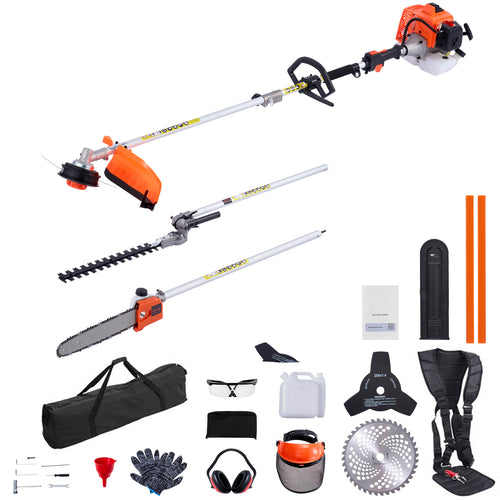 63cc 5-in-1 Gas Hedge Trimmer with Weed Eater and Pole Saw