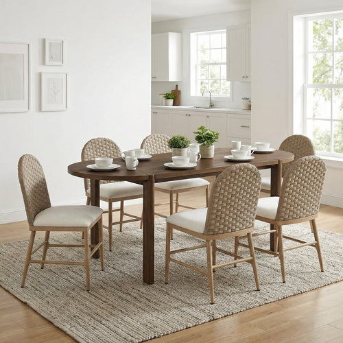 7 Piece Dining Set with 71" Table & 6 Chairs, Walnut