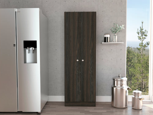 Double Door Five Shelf Storage Cabinet Espresso Black