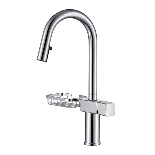 High Arc Pull-Down Kitchen Faucet Single Hole Chrome Stainless Steel