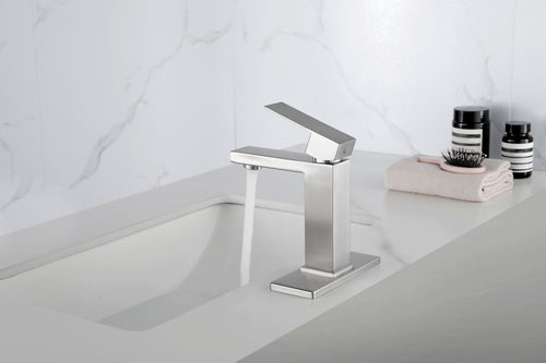 White Single Handle Waterfall Spout Bathroom Vanity Faucet