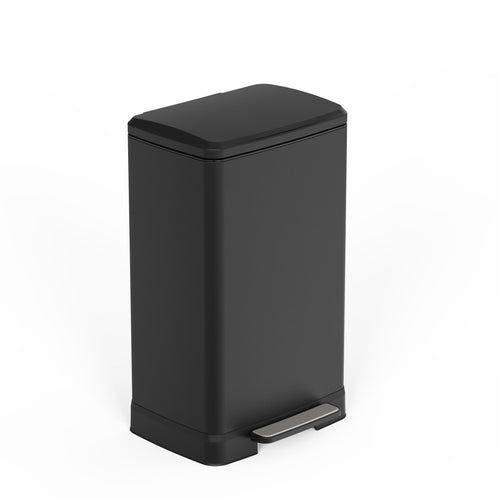 Black 14 Gallon Pedal Trash Can Soft Close Lid Removable Bucket