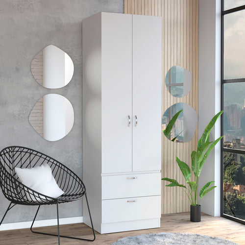 2-Drawer Engineered Wood Dresser White