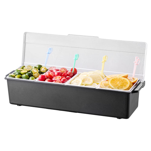 4 Compartment Chilled Condiment Server Tray with Lid