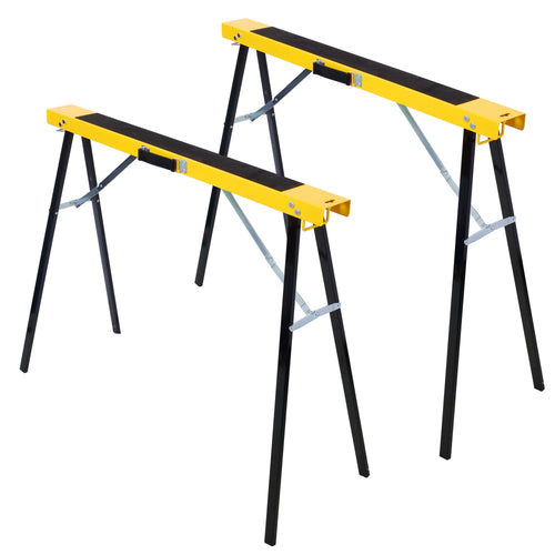 2 Pack Heavy Duty Steel Folding Sawhorse with Fast Open Legs
