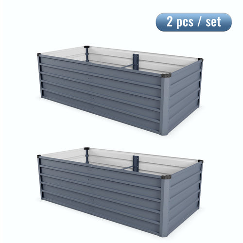 6x3x2 ft Raised Garden Bed Kit, 2-Piece Galvanized Metal