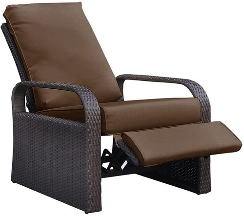Outdoor Garden Recliner, Automatic Adjustable Wicker Lounge Recliner Chair with