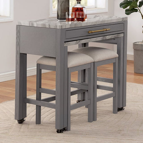 Light Gray Counter Height Dining Table Faux Marble